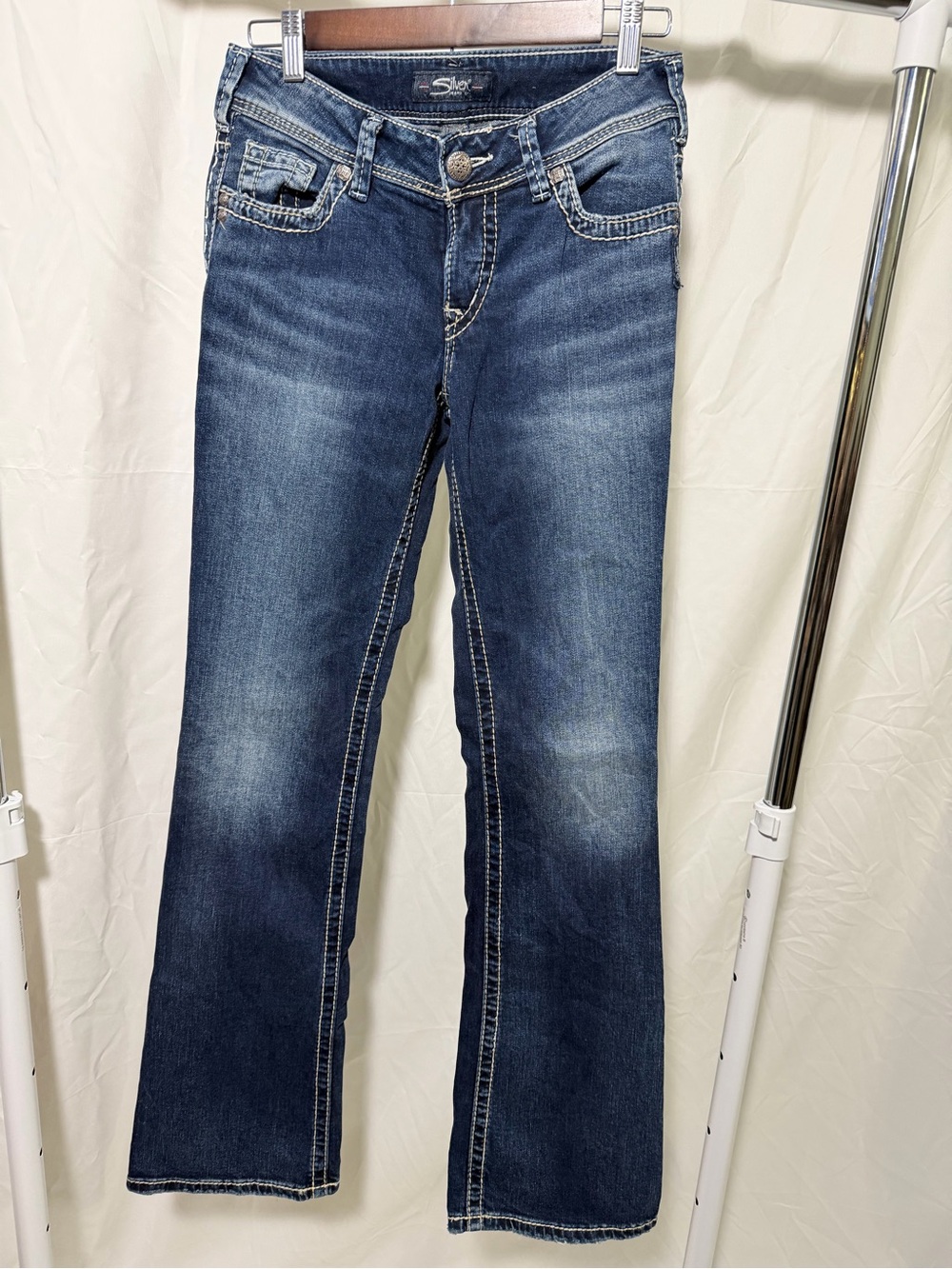 Silver Jeans SUKI Dark Blue Denim Jeans 26 x 34 sz 2/4